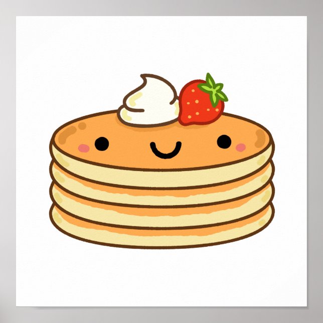 Póster Cute Kawaii Pancakes (Frente)