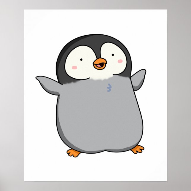 Póster Cute Kawaii Penguin (Frente)