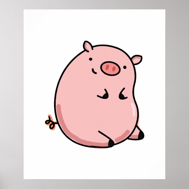 Póster Cute Kawaii Pig (Frente)