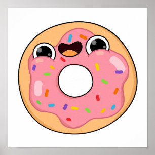 Póster Cute Kawaii Pink Donut