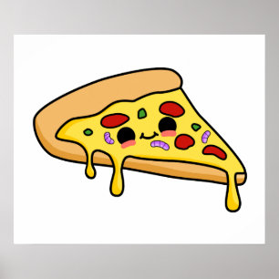 Póster Cute Kawaii Pizza Slice