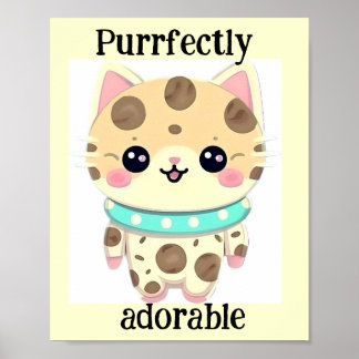 Póster Cute Kawaii Poster de gatos puramente adorable