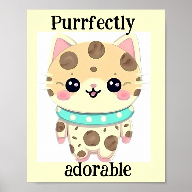 Póster Cute Kawaii Poster de gatos puramente adorable (Frente)