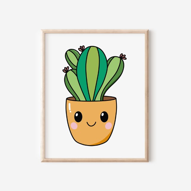 Póster Cute Kawaii Potted Cactus Plant Art (Subido por el creador)