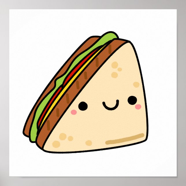 Póster Cute Kawaii Sandwich (Frente)