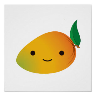Póster Cute Kawaii Sonriente Mango