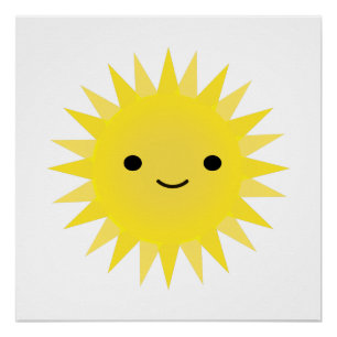 Póster Cute Kawaii Sonriente Sun