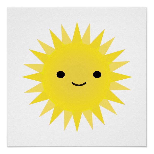 Póster Cute Kawaii Sonriente Sun (Anverso)