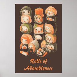 Póster Cute Kawaii Sushi Rolls