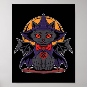 Póster Cute Kawaii Vampire Bruja Alas de Murciélago Luna 