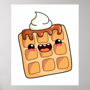 Póster Cute Kawaii Waffle