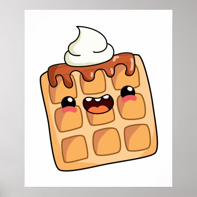 Póster Cute Kawaii Waffle (Frente)
