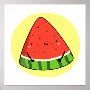 Póster Cute Kawaii Watermelon Slice