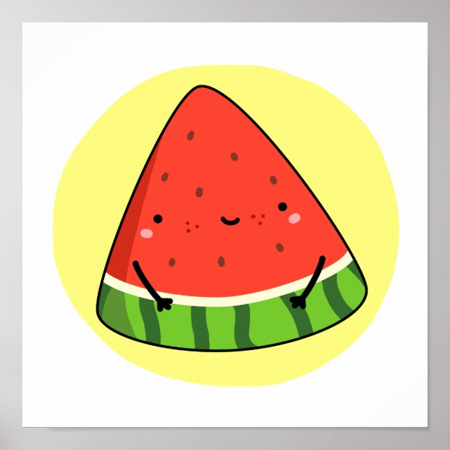 Póster Cute Kawaii Watermelon Slice (Frente)