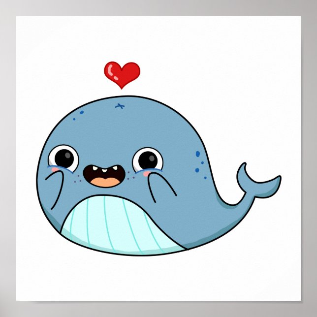 Póster Cute Kawaii Whale (Frente)
