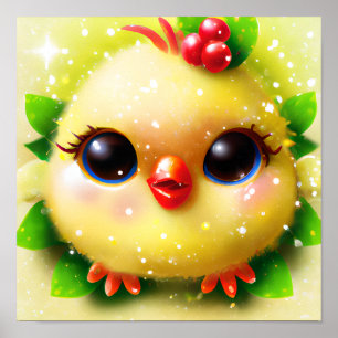 Póster Cute Kawaii Yellow Baby Chick
