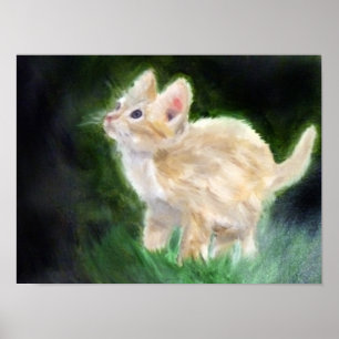 Póster Cute Kitten Painting