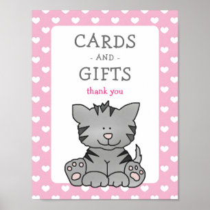 Póster Cute Kitten y Heart Cards and Gifts Baby Shower