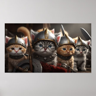 Póster Cute Kittens as Viking Warriors
