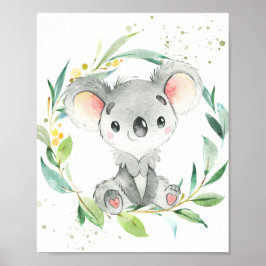 Póster Cute Koala Eucalyptus Greenery Kids Wall Art