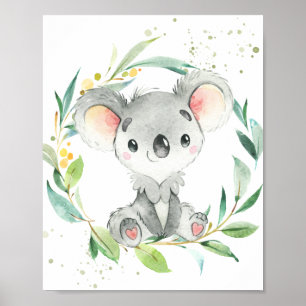 Póster Cute Koala Eucalyptus Greenery Kids Wall Art