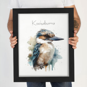 Póster Cute Kookaburra en una sucursal, personalizado