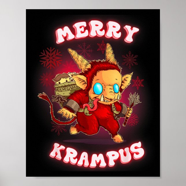 Póster Cute Krampus Pajamas Kids Mens Womens Christmas  (Frente)