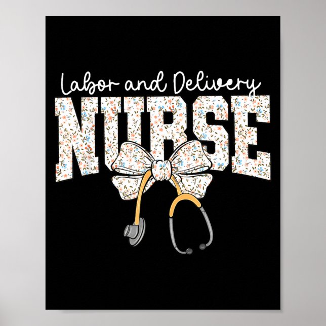 Póster Cute Labor And Delivery Nurse Stethoscope Coquette (Frente)