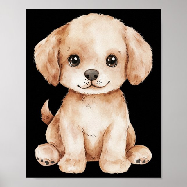 Póster Cute Labrador cachorros papá mamá recuperador perr (Frente)