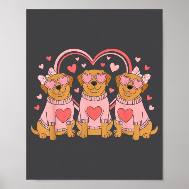 Póster Cute Labrador Valentines Heart Dog Lover Men Women (Frente)