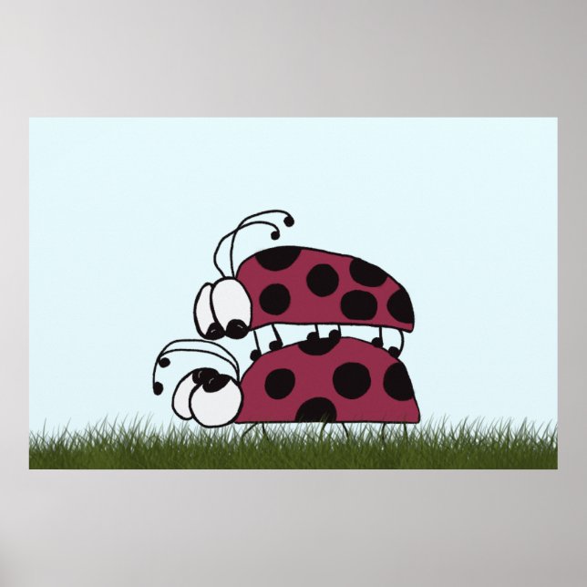 Póster Cute Ladybug Art Titulado You Are My Rock (Frente)