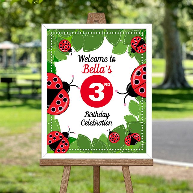 Póster Cute Ladybug theme Party Welcome poster (FRAME IS NOT INCLUDED)