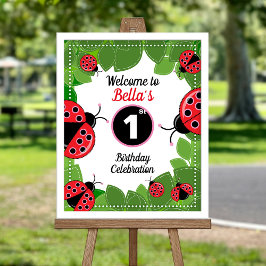 Póster Cute Ladybug theme Party Welcome poster