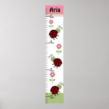Cute Ladybugs & Flowers Growth Chart Manténgase a