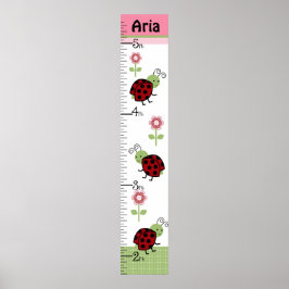 Póster Cute Ladybugs & Flowers Growth Chart Manténgase a