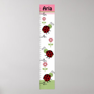 Póster Cute Ladybugs & Flowers Growth Chart Manténgase a 