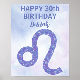Póster Cute Leo Astrology Custom Purple Birthday Party
