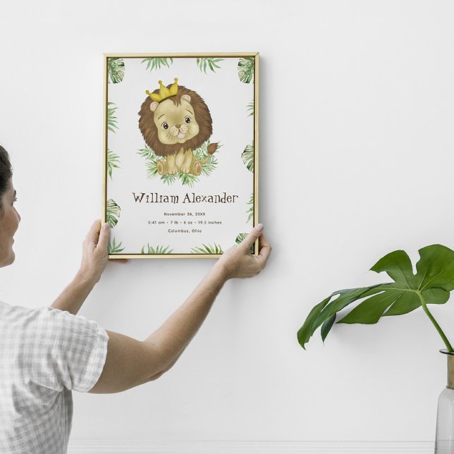 Póster Cute León acuarela Nacimiento Estrellas vegetación (Subido por el creador)