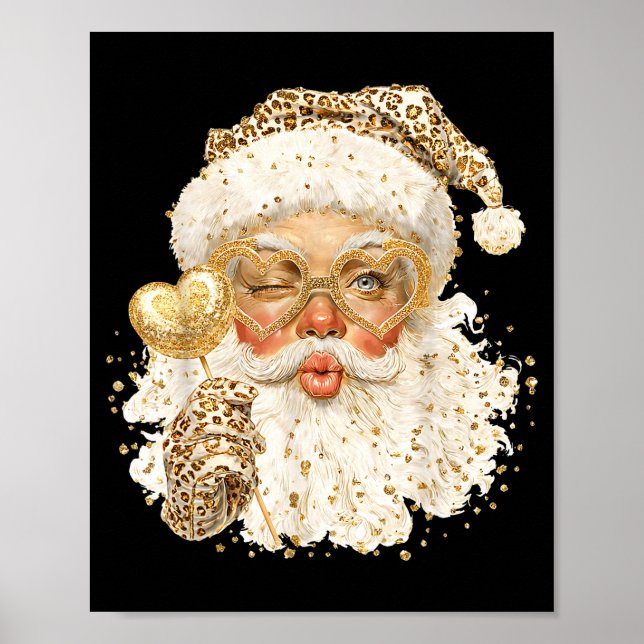Póster Cute Leopard Santa Claus Merry Christmas 2026 Prep (Frente)