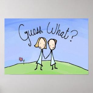 Póster Cute Lesbian Couple Guess What