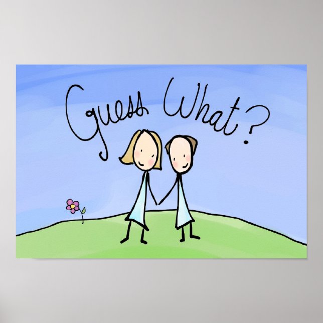 Póster Cute Lesbian Couple Guess What (Frente)