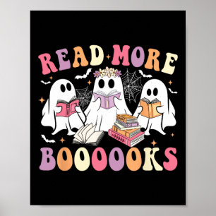 Póster Cute libro fantasma Leer más libros Divertidos pro