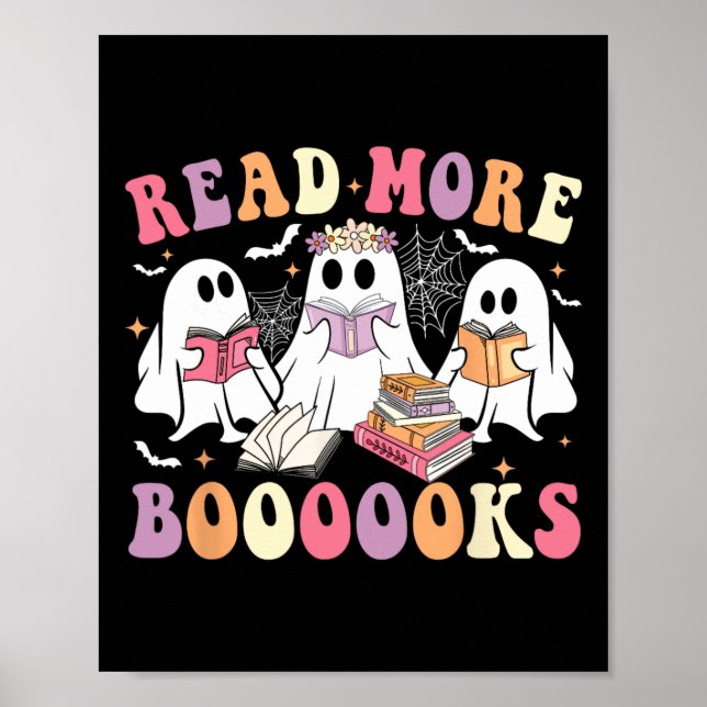 Póster Cute libro fantasma Leer más libros Divertidos pro (Frente)