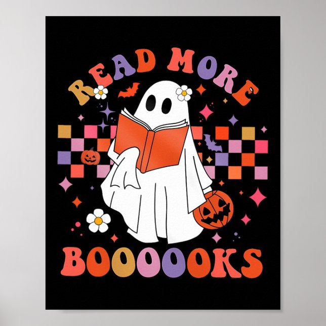 Póster Cute libro fantasma Leer más libros Divertidos pro (Frente)
