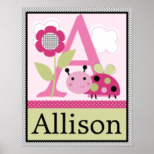 Póster Cute Lil Little Ladybug Letter & Name Wall Poster