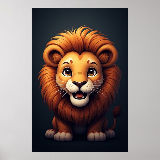 Póster Cute Lion Nursery Wall Art Jungle Animal  (Frente)