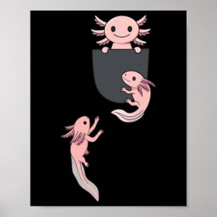 Póster Cute Little Axolotl jugando trepando en hombres de