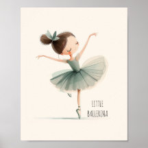 Cute Little Ballerina Ballet Danza Acuarela