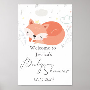 Póster Cute Little Fox Baby Shower