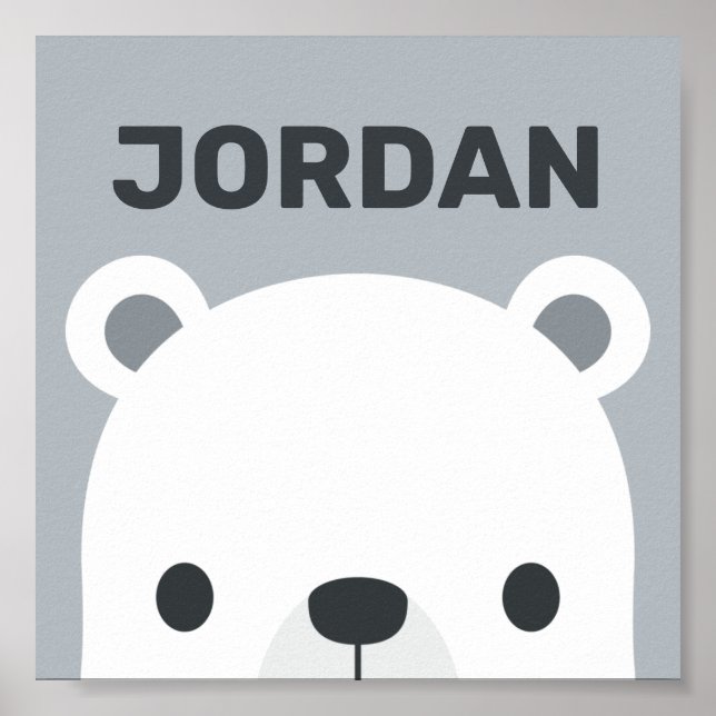 Póster Cute Little Polar Bear with Personalized Name (Frente)